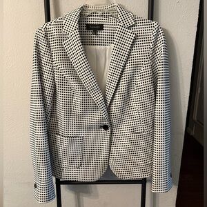 Talbots White and Black Checkered Blazer Size Medium